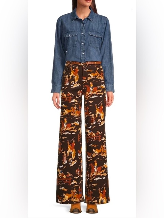 Reba Pants - Cowboy on Horse Western Wide-Leg  Pants